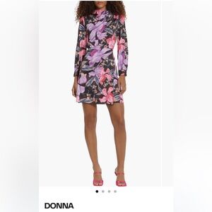 Floral Black and Pink Women's Dress